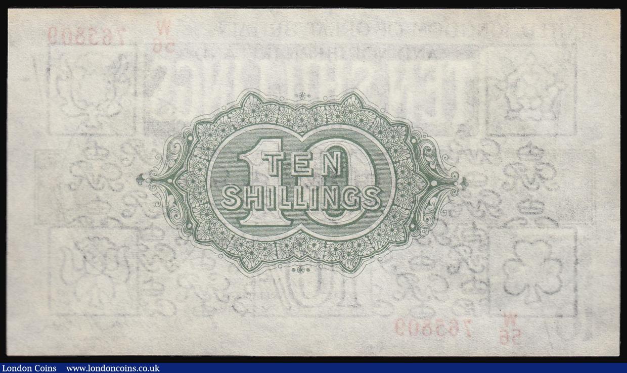 London Coins : A173 : Lot 17 : Ten shillings Warren Fisher T33 issued 1927 series W/56 765809, Northern Ireland in title, EF or nea...