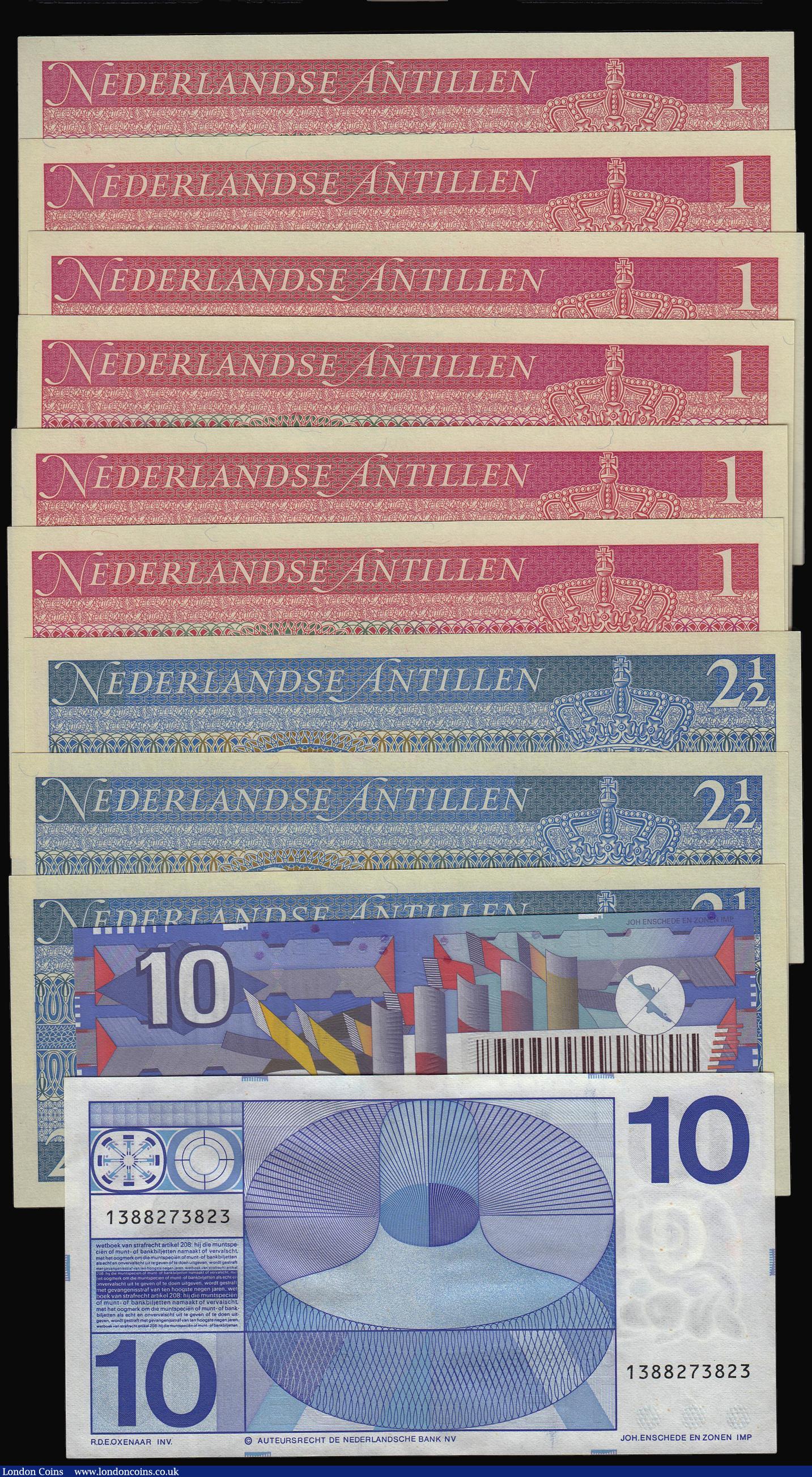 London Coins : A173 : Lot 181 : Netherlands 10 Guilden 1965 Pick 91b, 10 Gulden 1997 Pick 99, Netherlands Antilles 1 Gulden 1970 Pic...
