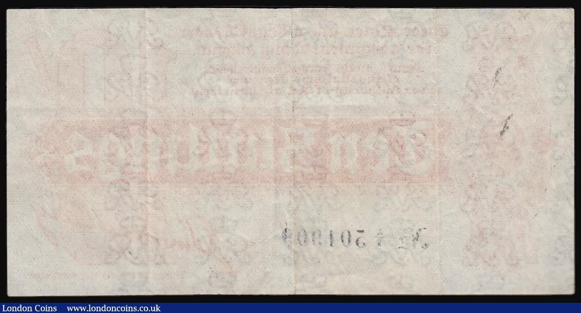 London Coins : A173 : Lot 20 : Ten Shillings Bradbury De La Rue Red 1914 T9 A/1 501908 VF