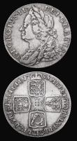 London Coins : A173 : Lot 2063 : Shilling 1723 SSC First Bust ESC 1176 NVF, Shilling 1758 ESC 1213, Bull 1734 Fine