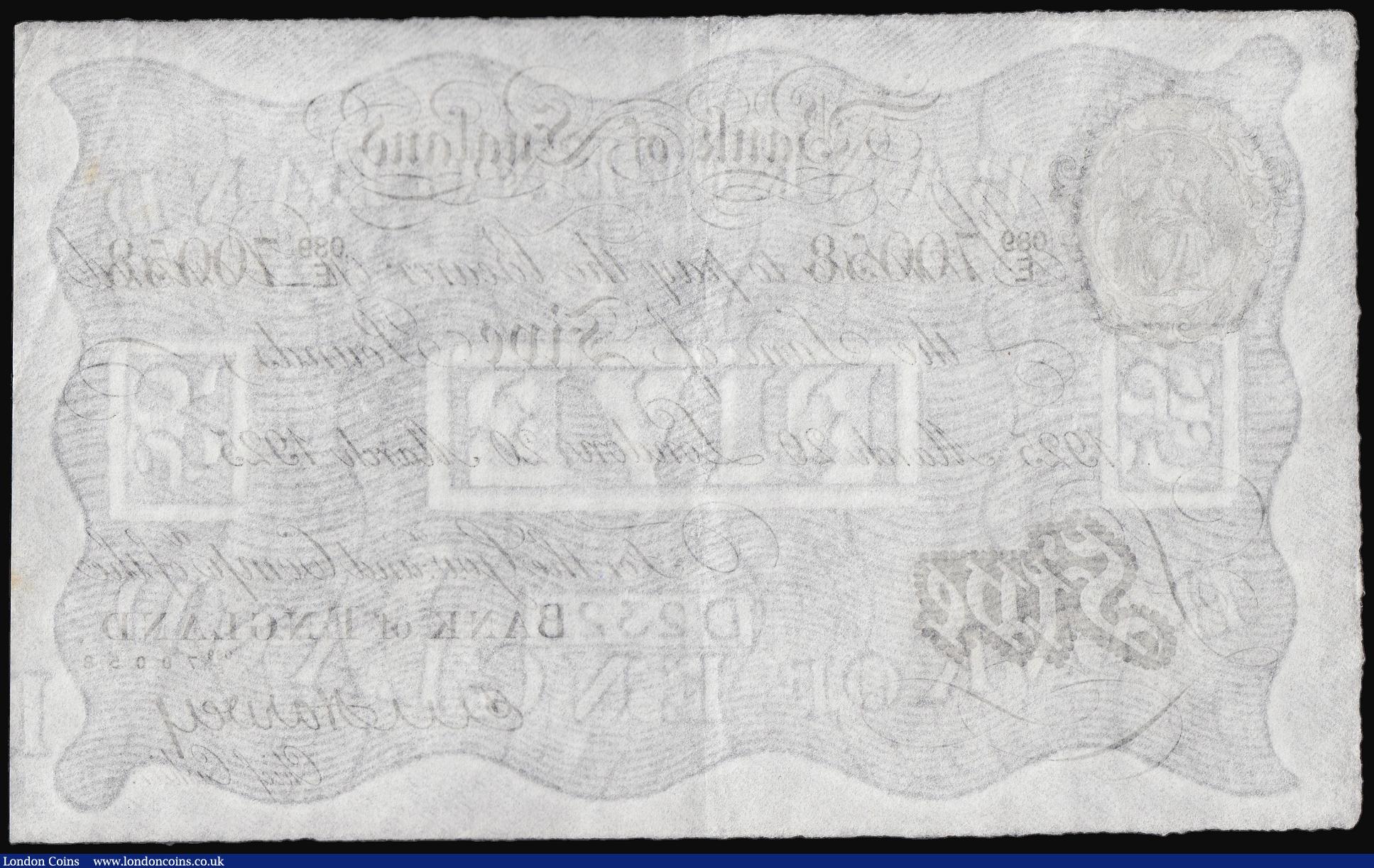 London Coins : A173 : Lot 24 : Five Pounds Harvey London 20 March 1925 GVF perhaps better and pleasing B209a, 089/E 70058