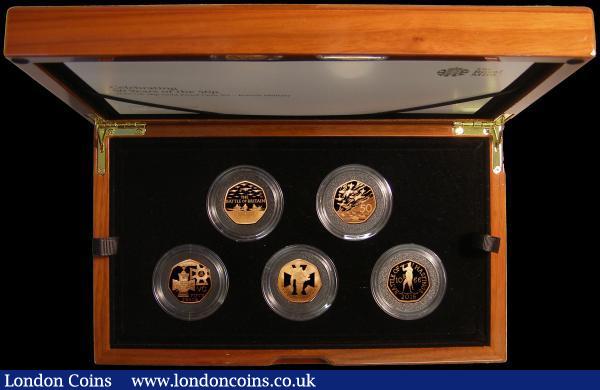 London Coins : A173 : Lot 298 : Fifty Years of the Fifty Pence - British Military Set a 5-coin set 2019 Gold Proofs, S.PGC27, compri...