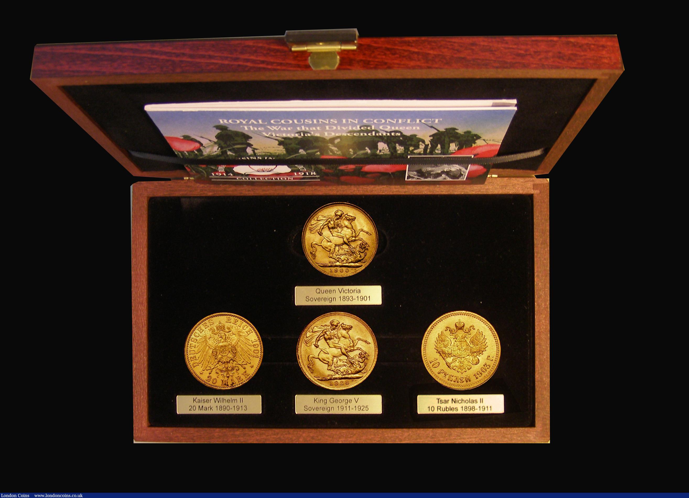 London Coins : A173 : Lot 373 : GB/Russia/German States - Prussia 'Royal Cousins in Conflict' a 4-coin set in gold compris...