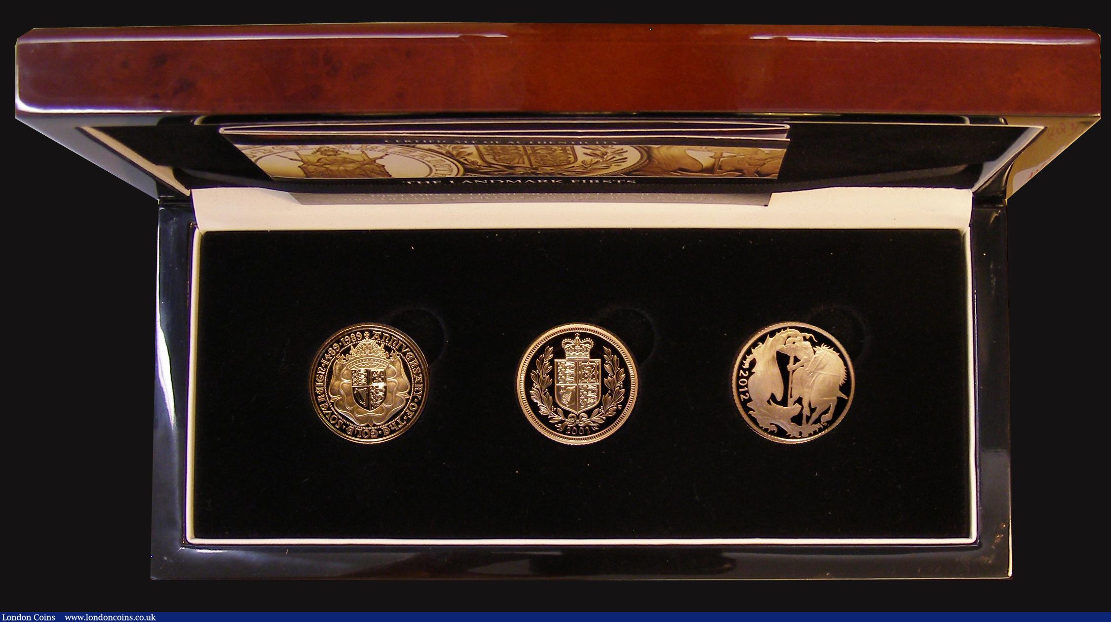 London Coins : A173 : Lot 384 : Half Sovereigns a 3-coin set 'The Landmark Firsts' comprising 1989 500th Anniversary of th...