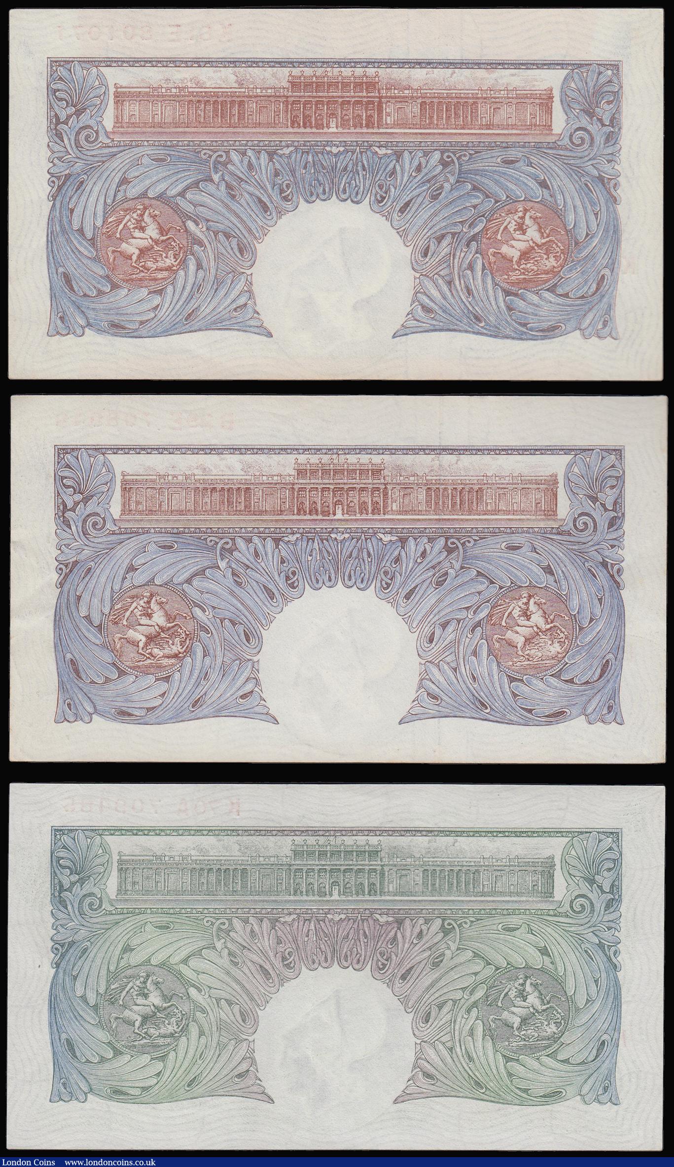 London Coins : A173 : Lot 39 : One Pounds (3) Peppiatt B239 prefix K70A AU (light centre fold), B249 blue (2) prefix B29E EF and K8...