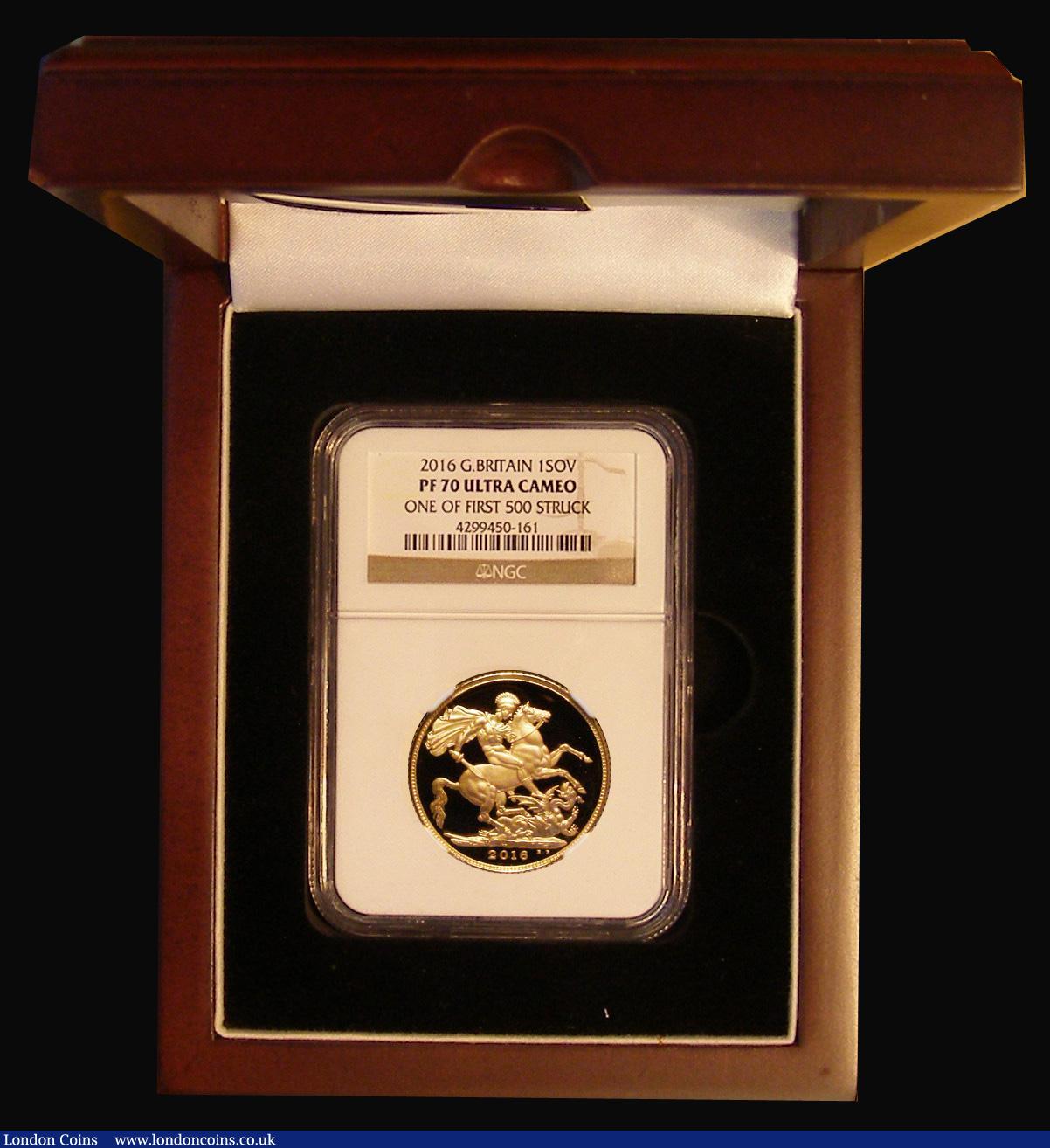 London Coins : A173 : Lot 477 : Sovereign 2016 James Butler portrait S.SC10 Gold Proof 'First Strike' in an NGC holder  ...