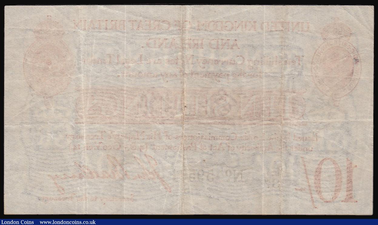 London Coins : A173 : Lot 5 : Ten Shillings Bradbury T12.2 issued 1915 serial number E1/87 59591, VF or near so a pleasant collect...