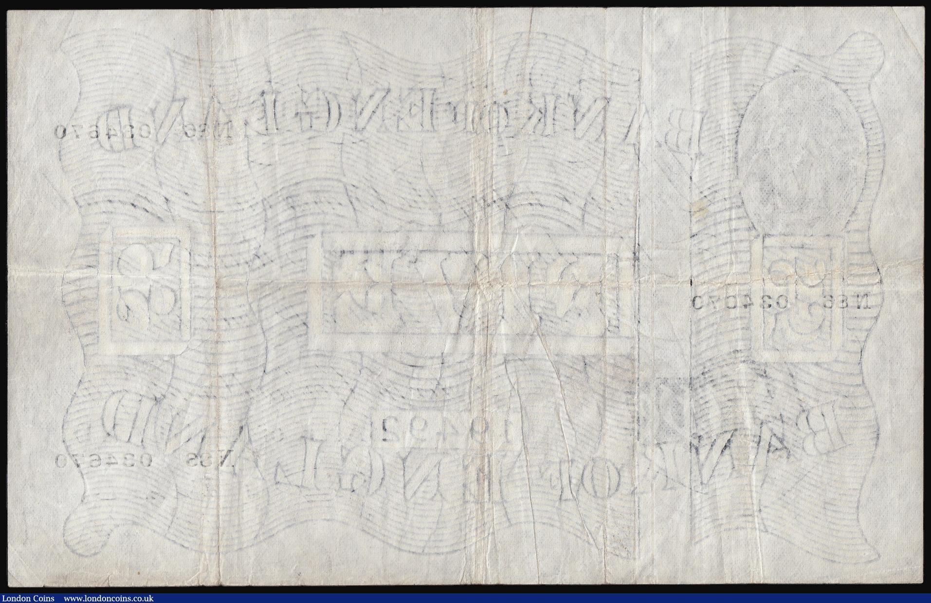London Coins : A173 : Lot 52 : Five Pounds Beale white B270 London 12 July 1949  N86 034670, Pick 344, VF