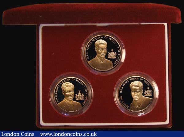 London Coins : A173 : Lot 636 : Channel Islands - The Prince William of Wales Gold Collection, Five Pounds a 3-coin set 2003 in gold...