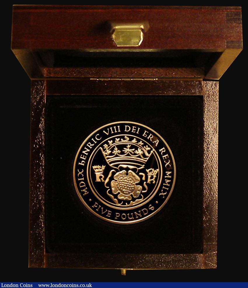 London Coins : A173 : Lot 663 : Guernsey Five Pounds 2009 Henry VIII 500th Anniversary of his Accession Gold Proof, the reverse desi...