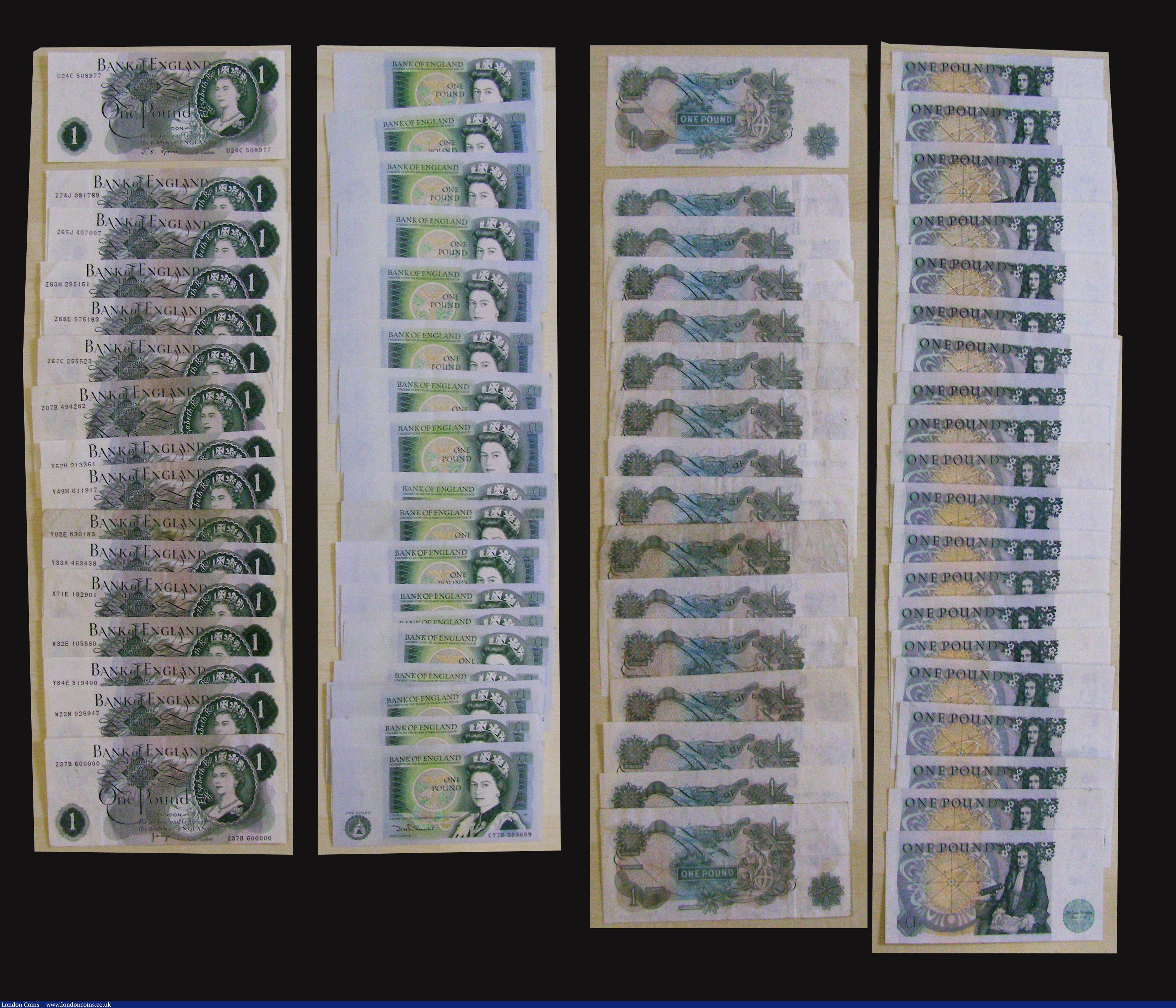 London Coins : A173 : Lot 75 : Five Pounds Page (4) B332 (3) B14 025588 Fine, C64 248222 NVF, H84 844579 NVF and B334 (1) 89N 81802...