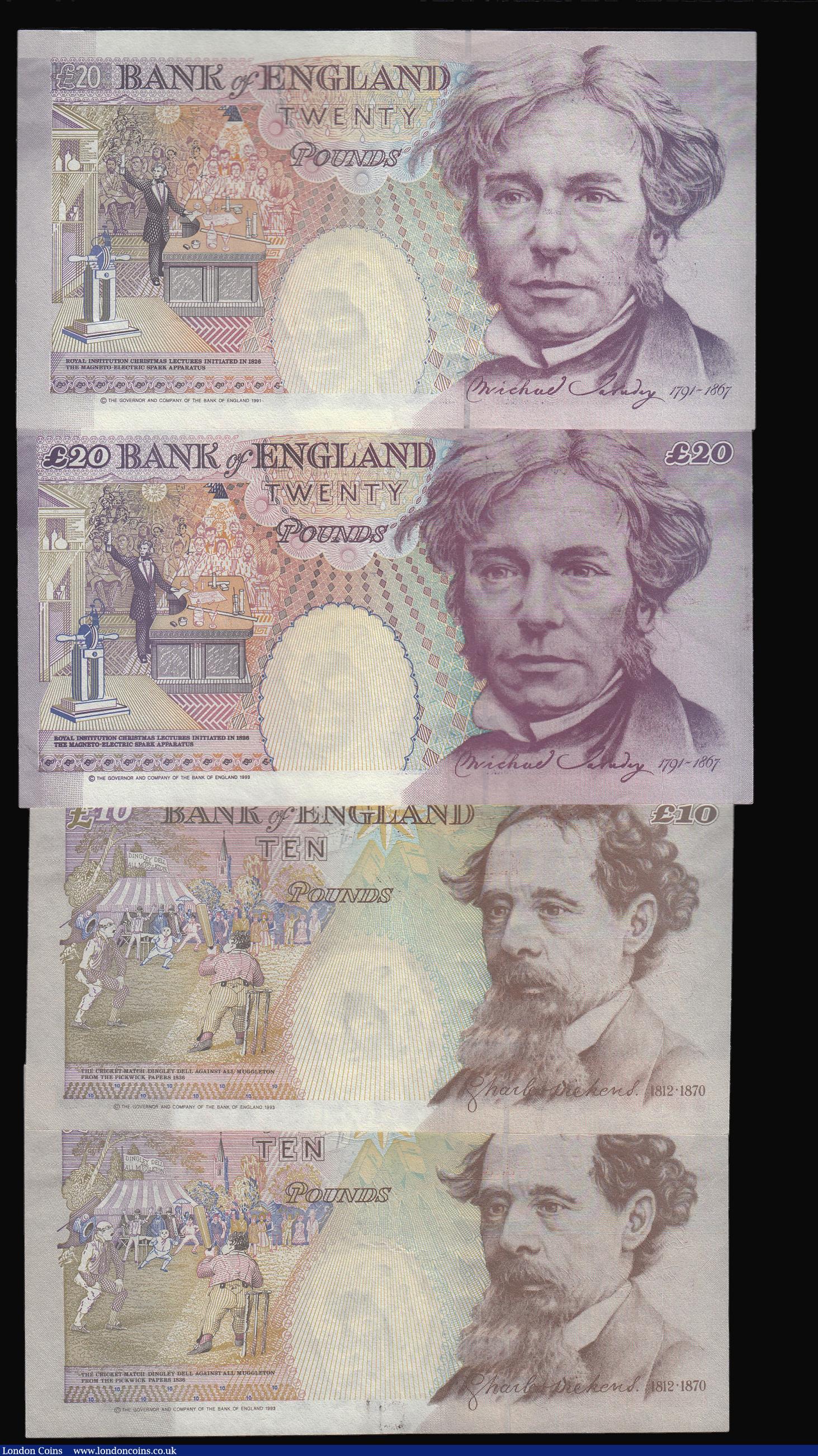 London Coins : A173 : Lot 98 : Twenty Pounds Kentfield - Faraday (2) B371 with crown at top right corner E44 863832 EF, Faraday B37...
