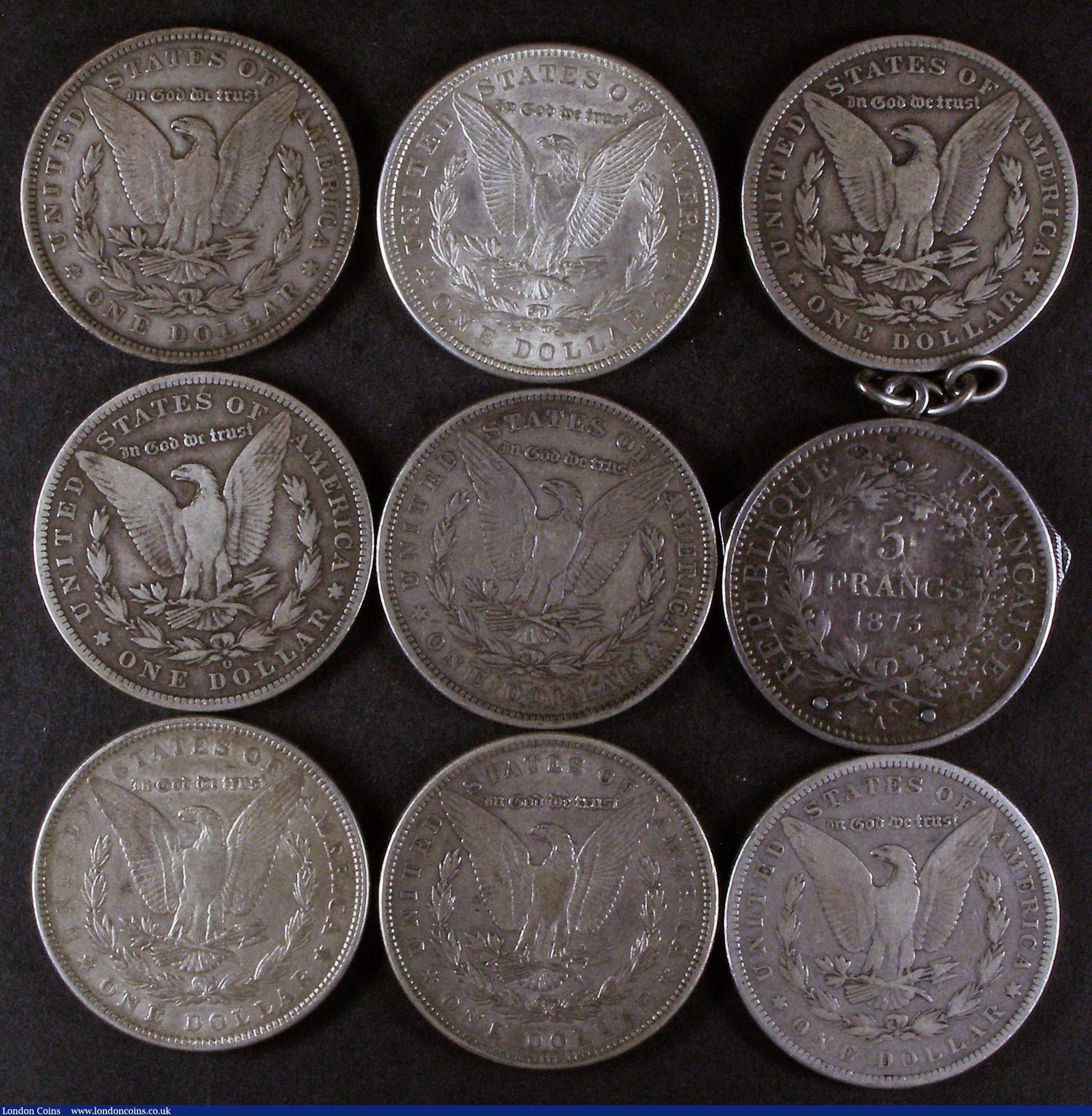 London Coins : A173 : Lot 997 : USA Morgan Dollars (8) 1880 Good Fine, 1884 About Fine, 1887 O VG, 1889 Fine, 1890 NVF/Good Fine, 18...