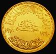 London Coins : A173 : Lot 1293 : Egypt Gold Five Pounds 1970 (AH1390) President Nasser KM#428 UNC or near so with some hairlines, the...