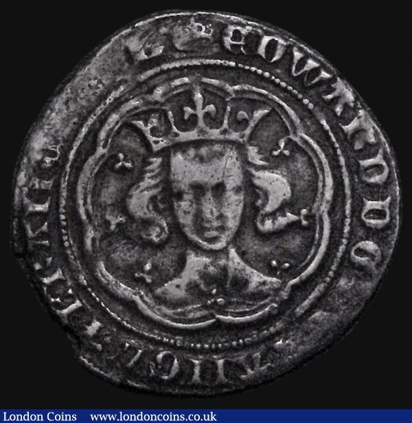 Groat Edward III Pre-Treaty period, type F, S.1569 mintmark Crown, some loss of flan between 8 and 9 o'clock, 4.07 grammes, Fine or better with some old scratches  : Hammered Coins : Auction 174 : Lot 1080