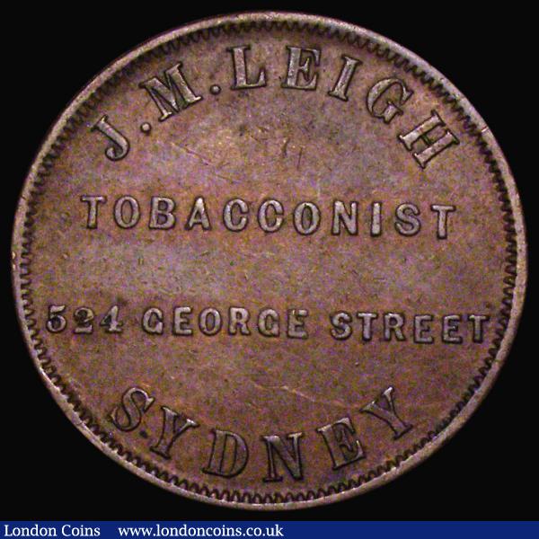 Australia Penny Token undated , Sydney, J.M. Leigh, Tobacconist, Reverse: Britannia, KM#Tn146 VF : World Coins : Auction 174 : Lot 1145