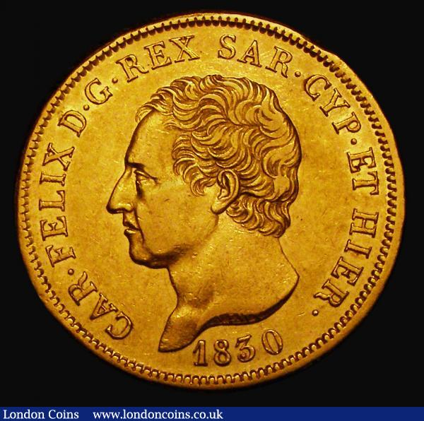 Italian States - Sardinia 80 Lire Gold 1830 A.LAVY//P (anchor) Genoa Mint KM#123.2 GVF and lustrous with a gentle edge bruise : World Coins : Auction 174 : Lot 1328