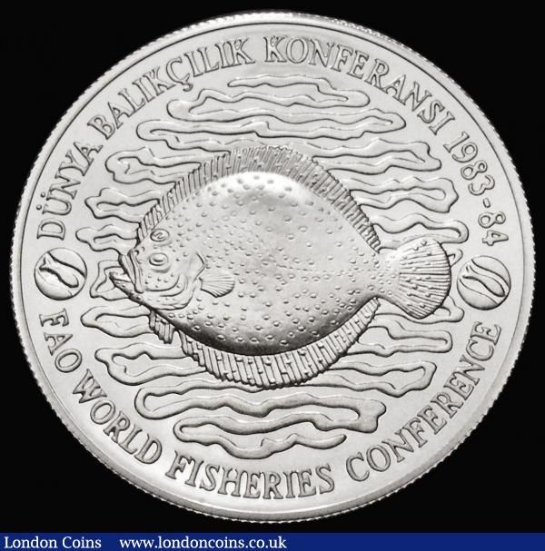 Turkey 500 Lira 1984 FAO World Fisheries Conference KM#968a Silver Proof, FDC in capsule, a scarce issue with a low mintage of just 763 pieces : World Coins : Auction 174 : Lot 1405