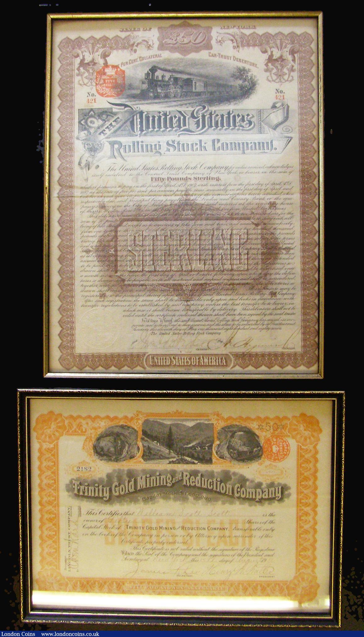 London Coins : A174 : Lot 101 : In picture frames (4) Banknotes (2) Confederate States (USA) 100 Dollars Richmond 8 Sept 1862, 10 Do...