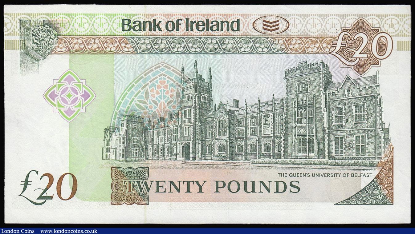 London Coins : A174 : Lot 123 : Northern Ireland - Bank of Ireland Twenty Pounds 28.5.1993 signature Harrison, F096827, Pick 72b, UN...