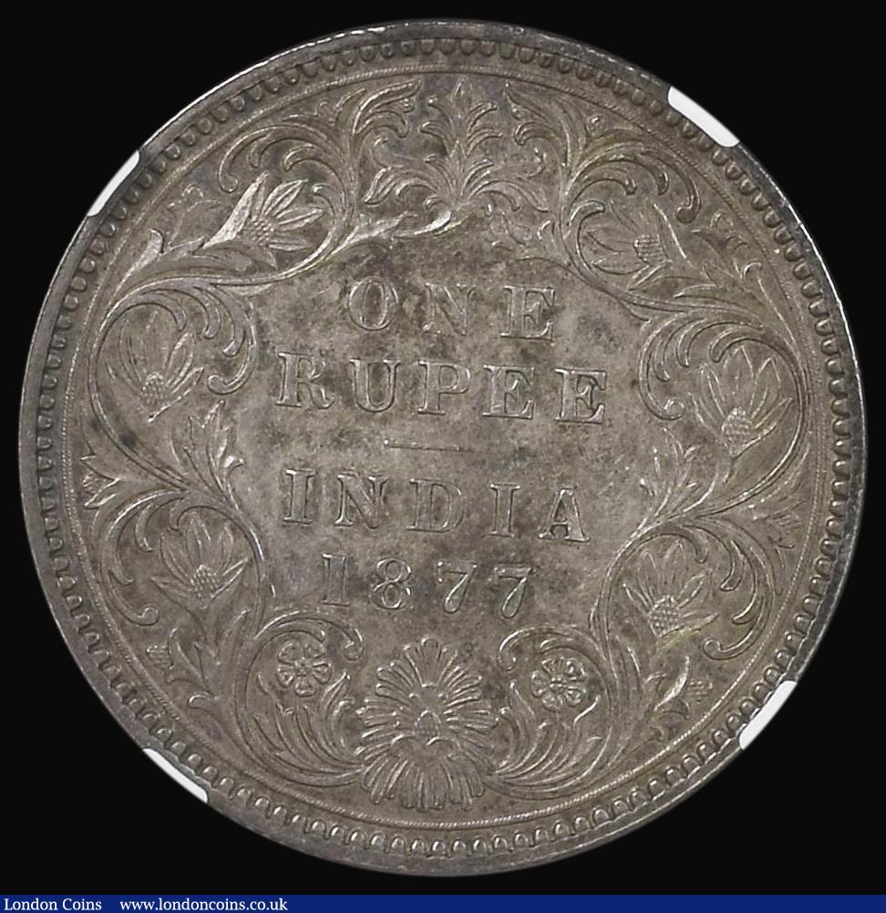 London Coins : A174 : Lot 1308 : India Rupee 1877 Calcutta Proof KM#492 in an NGC holder and graded PF60, Proofs of this series are s...