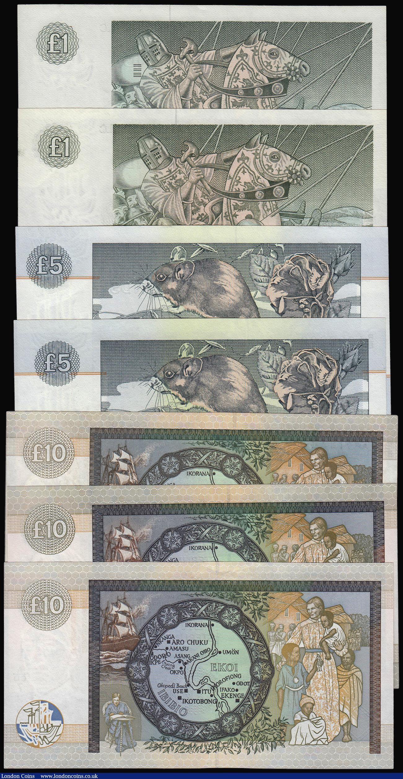 London Coins : A174 : Lot 132 : Scotland Clydeside Bank £1 (2) 23.9.1982 and 8.4.1985 Pick 211a and c, £5 (2) 2.4.1990 a...