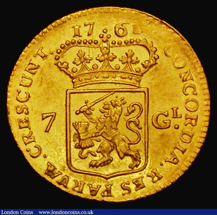 London Coins : A174 : Lot 1364 : Netherlands - Groningen and Ommeland, Gold 7 Gulden  1761 KM#103 NEF with some adjustment lines at 1...