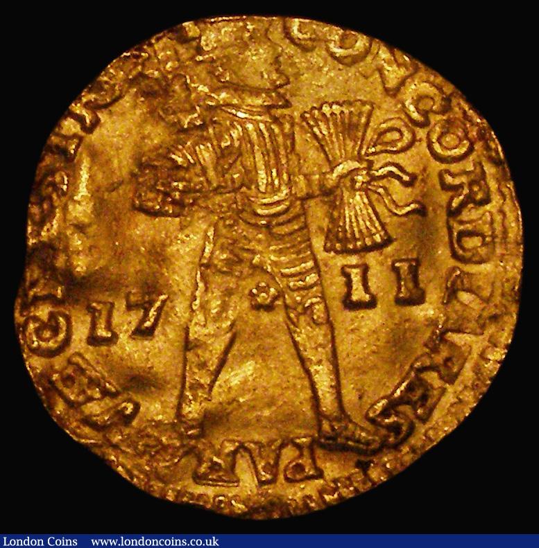 London Coins : A174 : Lot 1365 : Netherlands - Utrecht Gold Ducat 1711 Trade Coinage KM#7.4 NVF on an uneven wavy flan