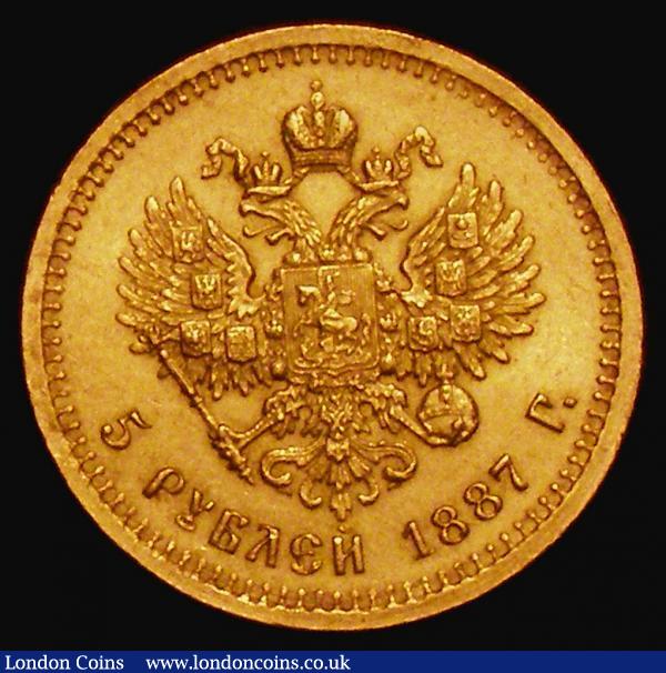 Russia 5 Roubles Gold 1887 AΓ Y#42 EF the Alexander III issues much scarcer than the Nicholas II issue : World Coins : Auction 174 : Lot 1378