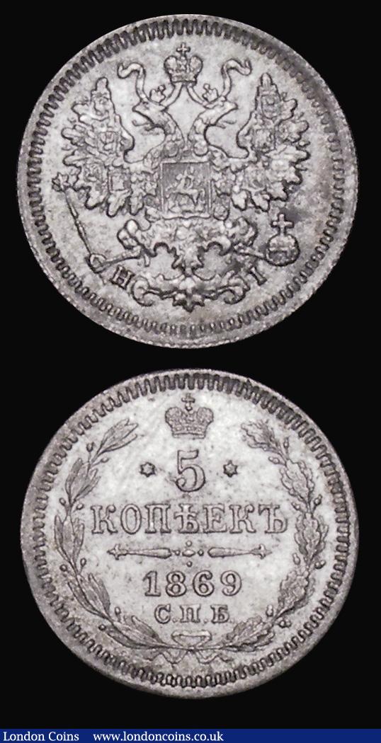 Russia Five Kopeks (2) 1862 Y#19.2 GVF and attractively toned, 1869 Y#19a.1 NEF : World Coins : Auction 174 : Lot 1381