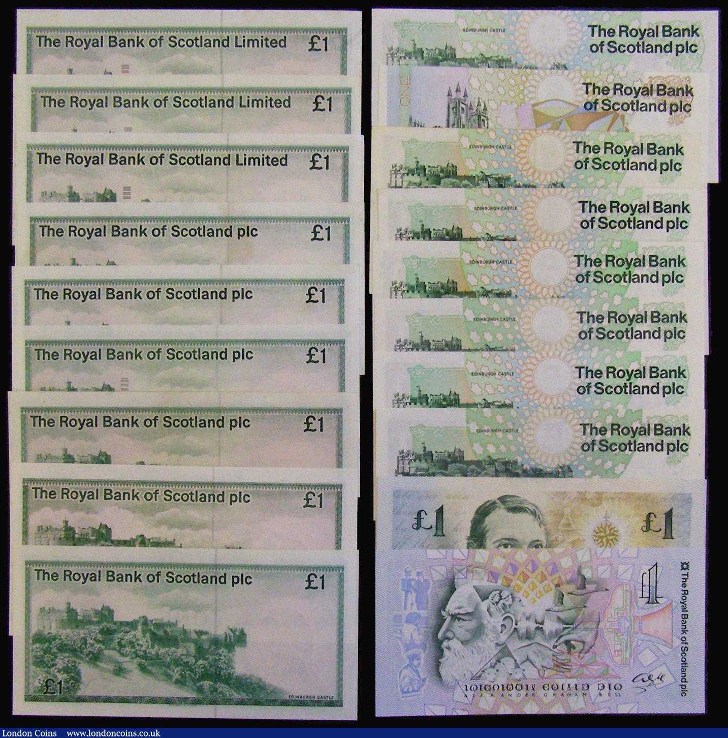 London Coins : A174 : Lot 139 : Scotland The Royal Bank of Scotland One Pounds (19) Pick 336 (3) 2 May 1976, 5 May 1977 and 10 Janua...