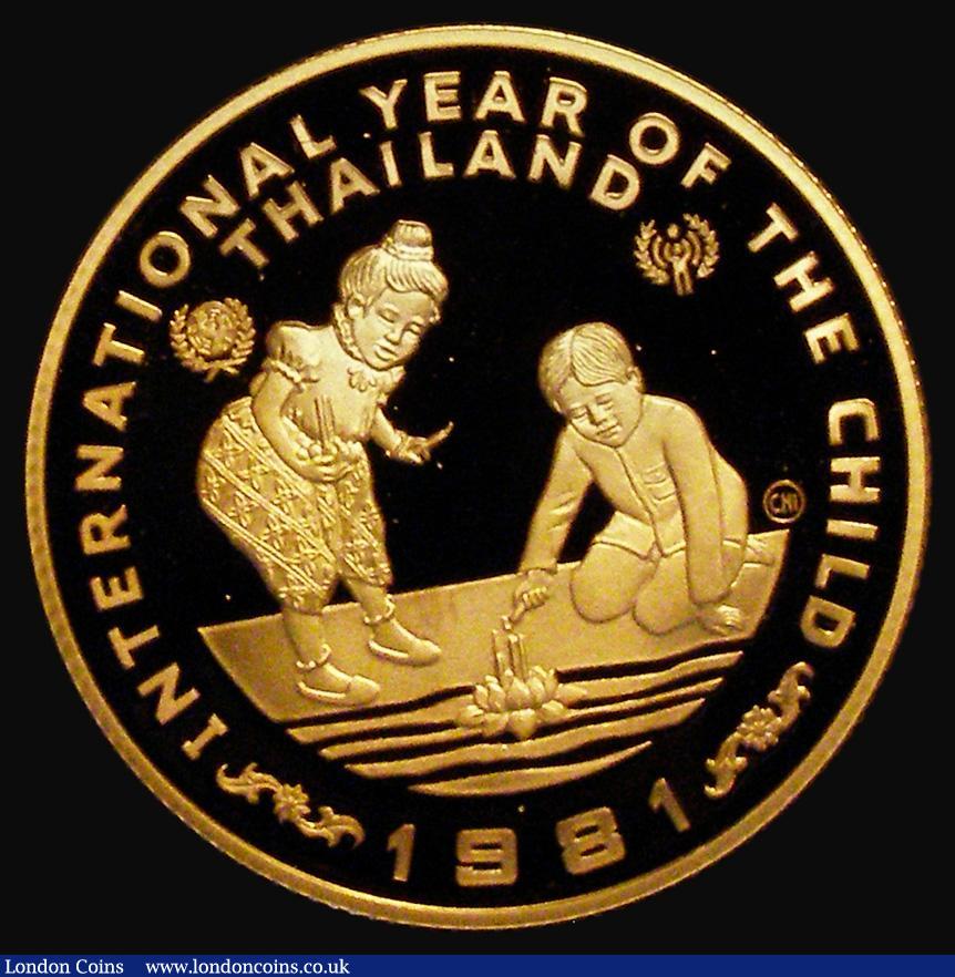 London Coins : A174 : Lot 1401 : Thailand 4000 Baht 1981 International Year of the Child Gold Proof Y#153 Gold Proof FDC in capsule, ...