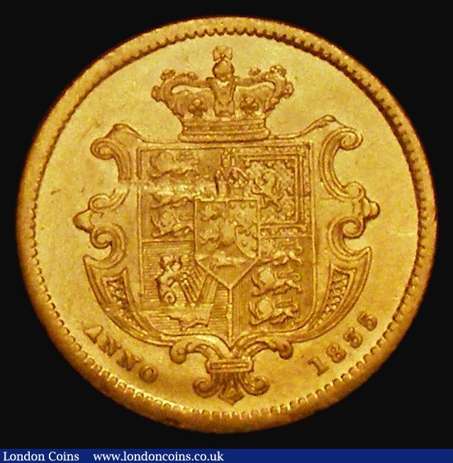 London Coins : A174 : Lot 1693 : Half Sovereign 1835 Marsh 411 NEF/VF with some contact marks, all William IV Half Sovereigns difficu...