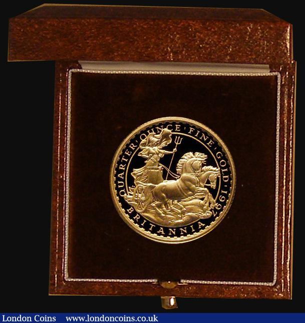 London Coins : A174 : Lot 190 : Britannia Gold £25 Quarter Ounce 1997 S.BO3 Proof FDC in the Royal Mint box of issue with cert...