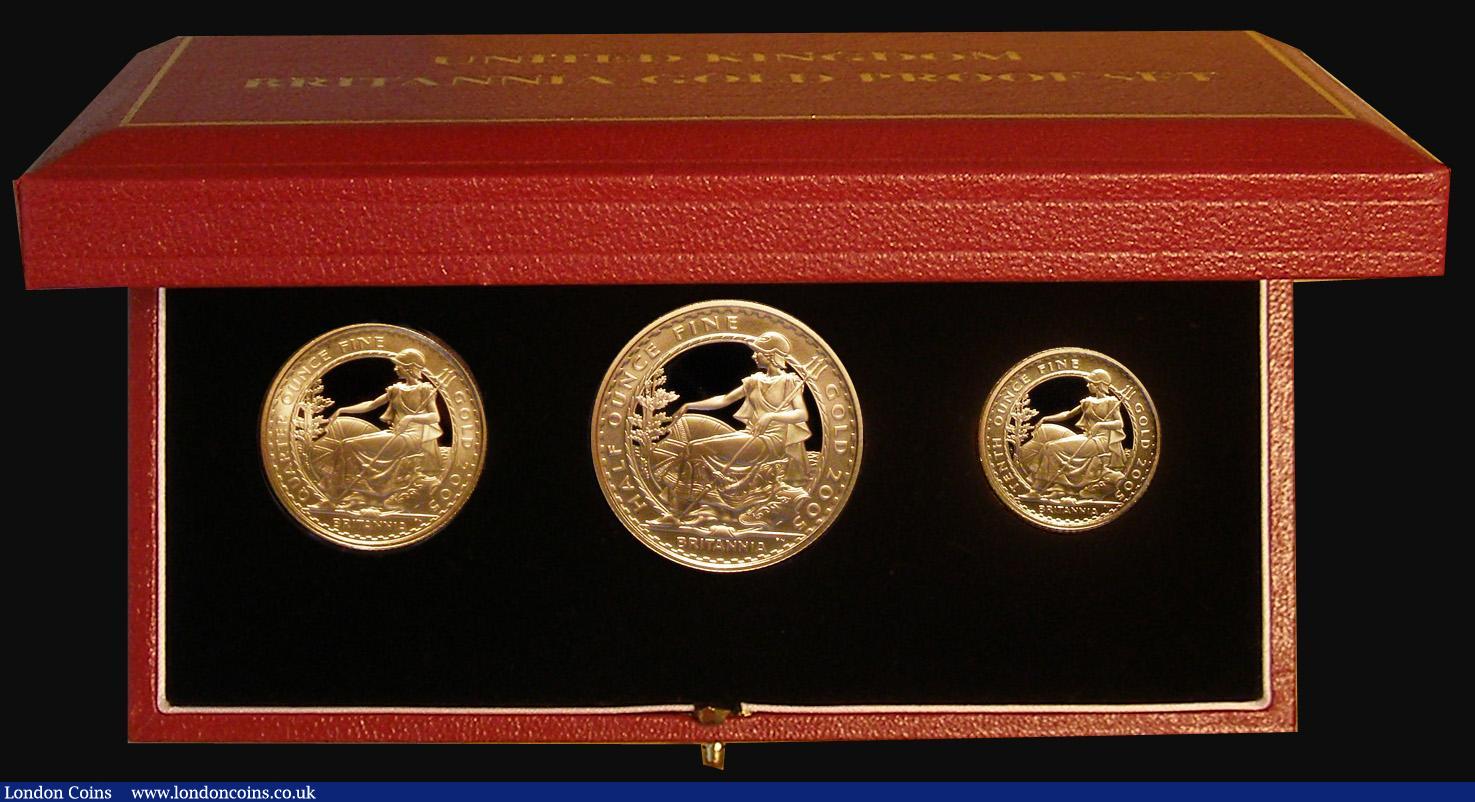 London Coins : A174 : Lot 192 : Britannia Gold a 3-coin set 2005 £50 Half Ounce, £25 Quarter Ounce and £10 One Ten...
