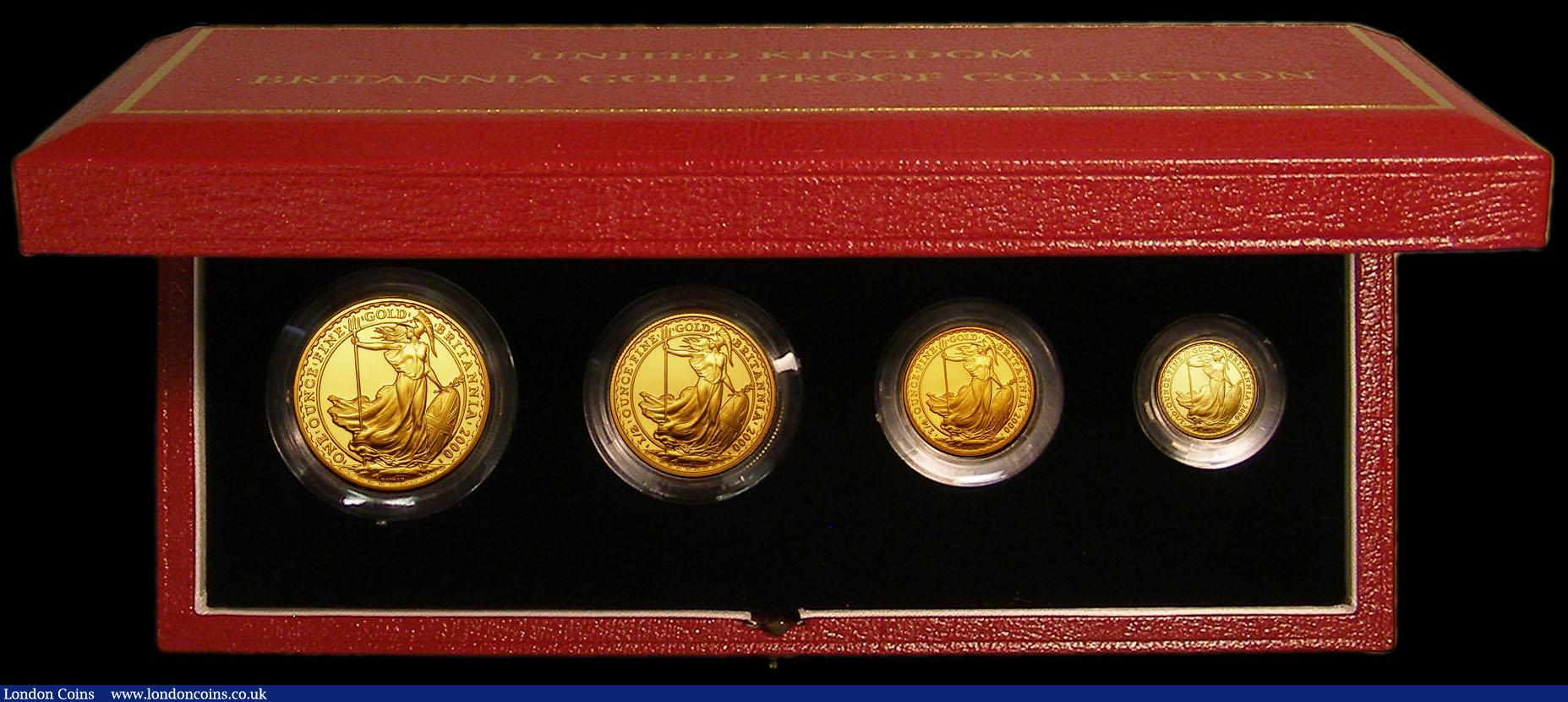 London Coins : A174 : Lot 193 : Britannia Gold Proof Set 2000 Four coin set FDC cased as issued with certificate