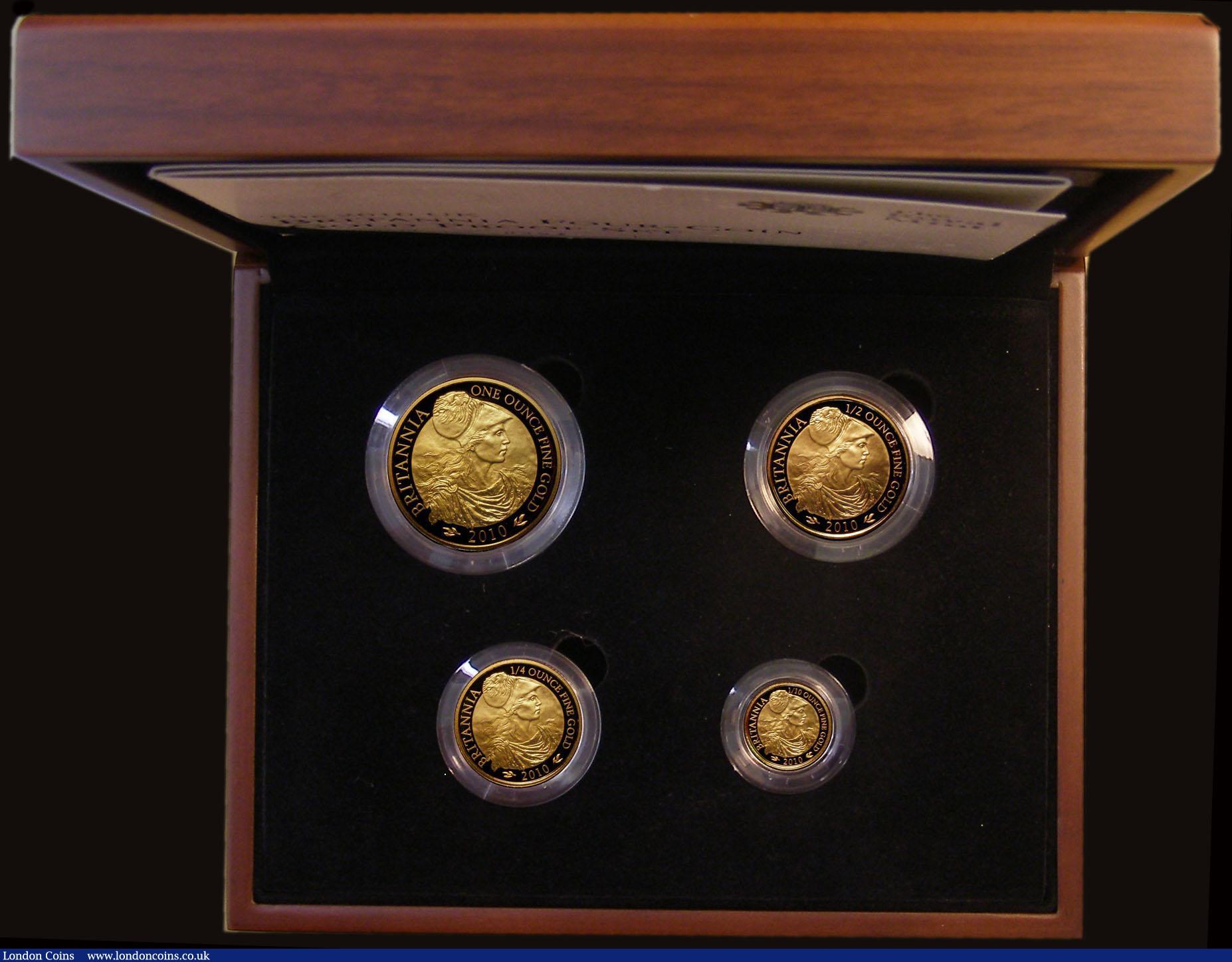 London Coins : A174 : Lot 196 : Britannia Gold Proof Set 2010 the 4-coin set comprising £100 2010 Gold One Ounce, £50 20...
