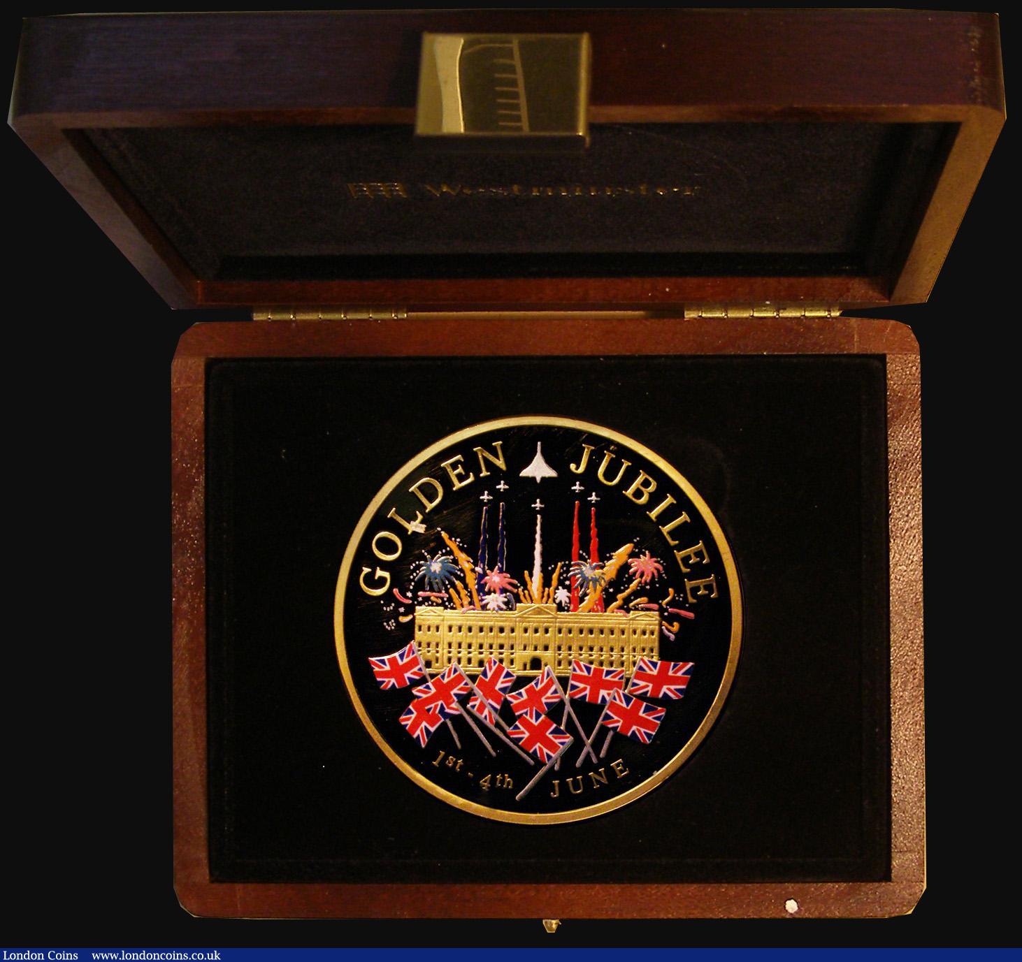 London Coins : A174 : Lot 200 : Britannia Medal 2002 Queen Elizabeth II Golden Jubilee 5oz. 24 Carat Gold Proof Obverse: Britannia s...