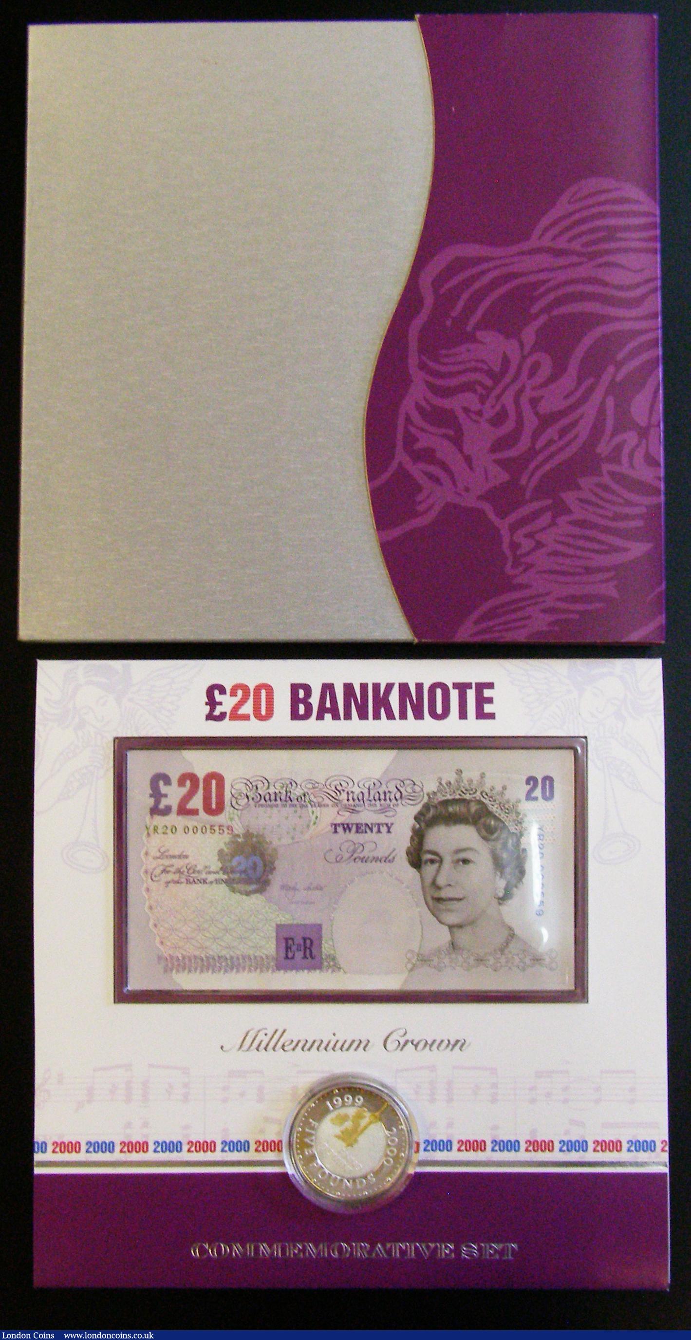 London Coins : A174 : Lot 210 : Coin and Banknote Set 2000 Millennium set C151 comprising Five Pound Crown 2000 Millennium Silver Pr...
