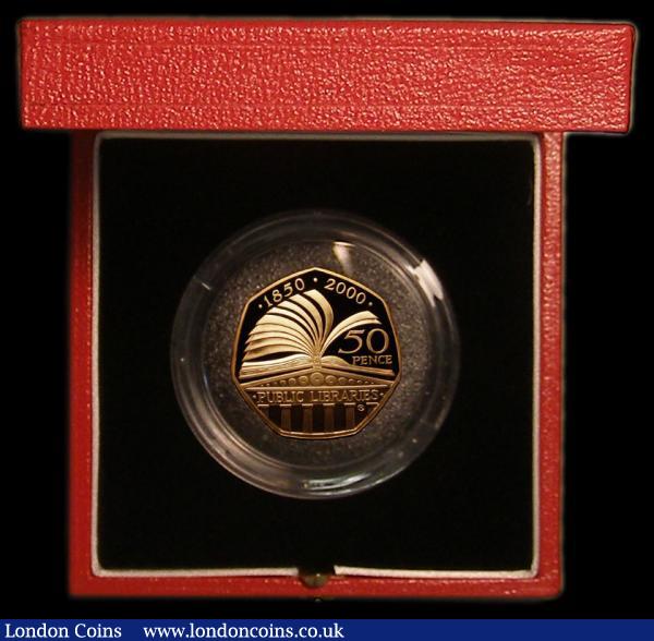 Fifty Pence 2000 150 Years of Public Libraries Gold Proof S.H11 FDC in the Royal Mint box of issue with certificate : English Cased : Auction 174 : Lot 217