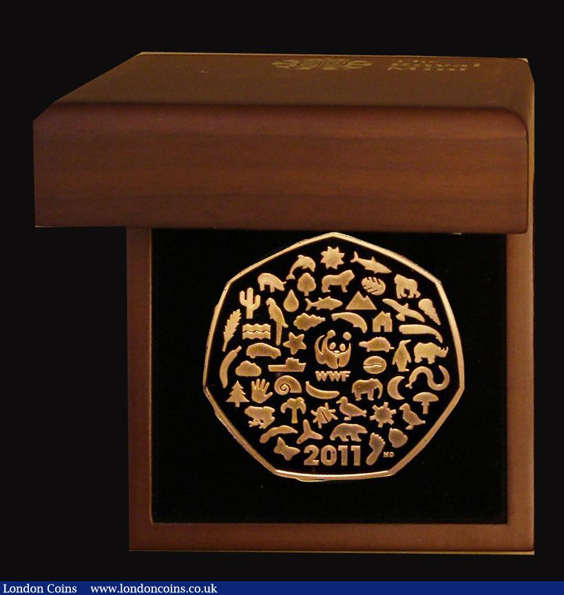 London Coins : A174 : Lot 226 : Fifty Pence 2011 World Wildlife Fund 50th Anniversary S.H25 Gold Proof FDC in the Royal Mint box of ...