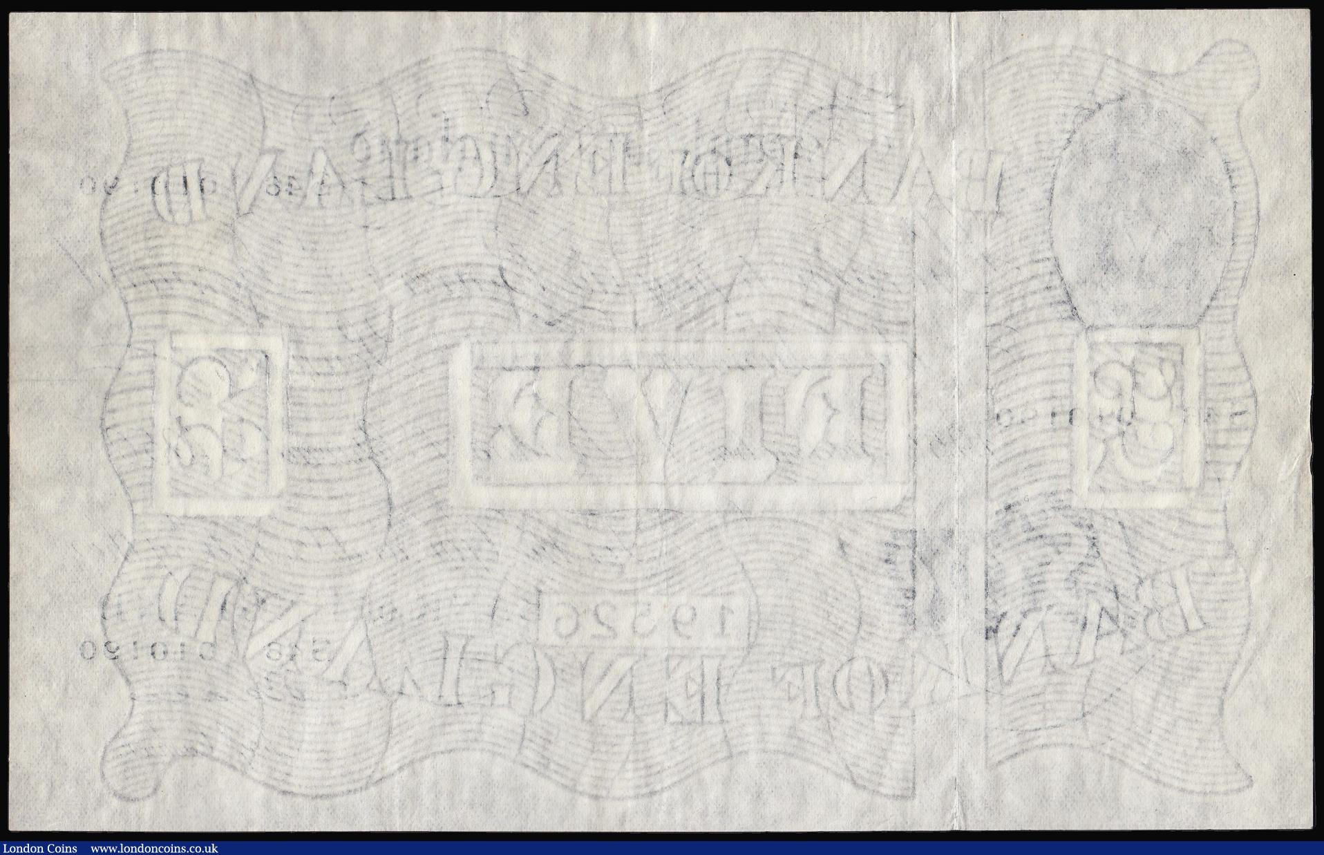 London Coins : A174 : Lot 24 : Five Pounds Beale white B270 London 1st September 1950 serial number S46 010190 Pick344 approaching ...