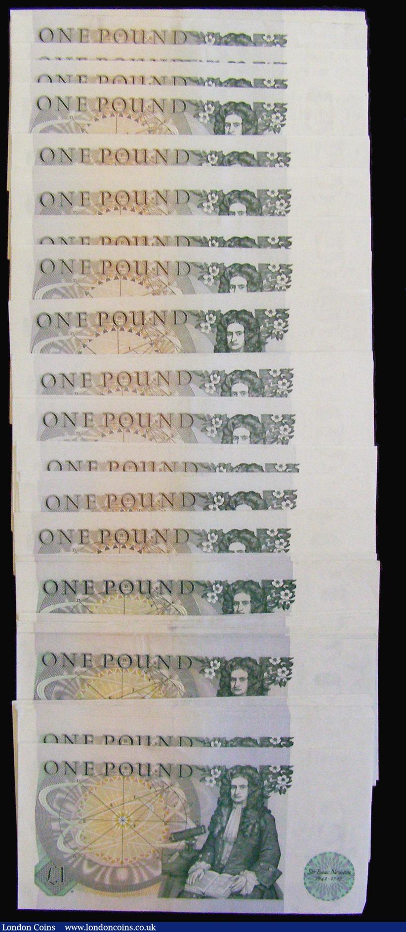 London Coins : A174 : Lot 43 : One Pounds (79) Page B377 (26) , B339 (16), B340 (8) including four last series E73N. Somerset B341 ...