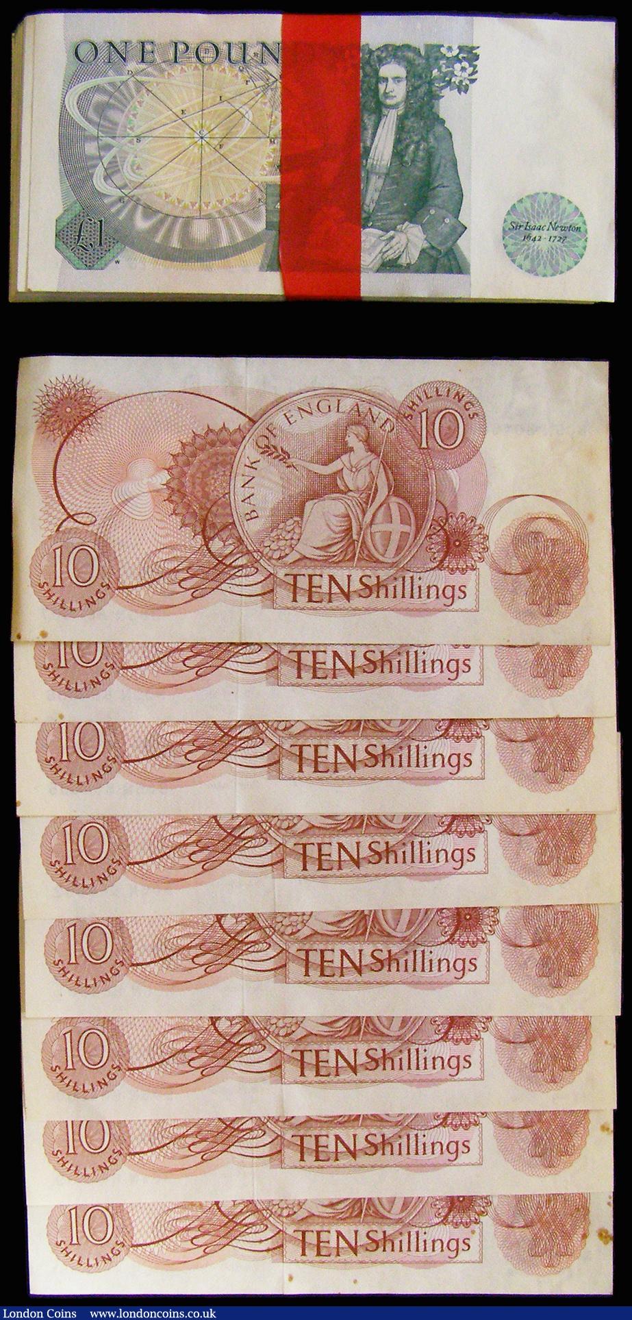 London Coins : A174 : Lot 44 : One Pounds Somerset 1981 Isaac Newton (100) a consecutive number run CX15 prefix AU-Unc, 10 Shilling...
