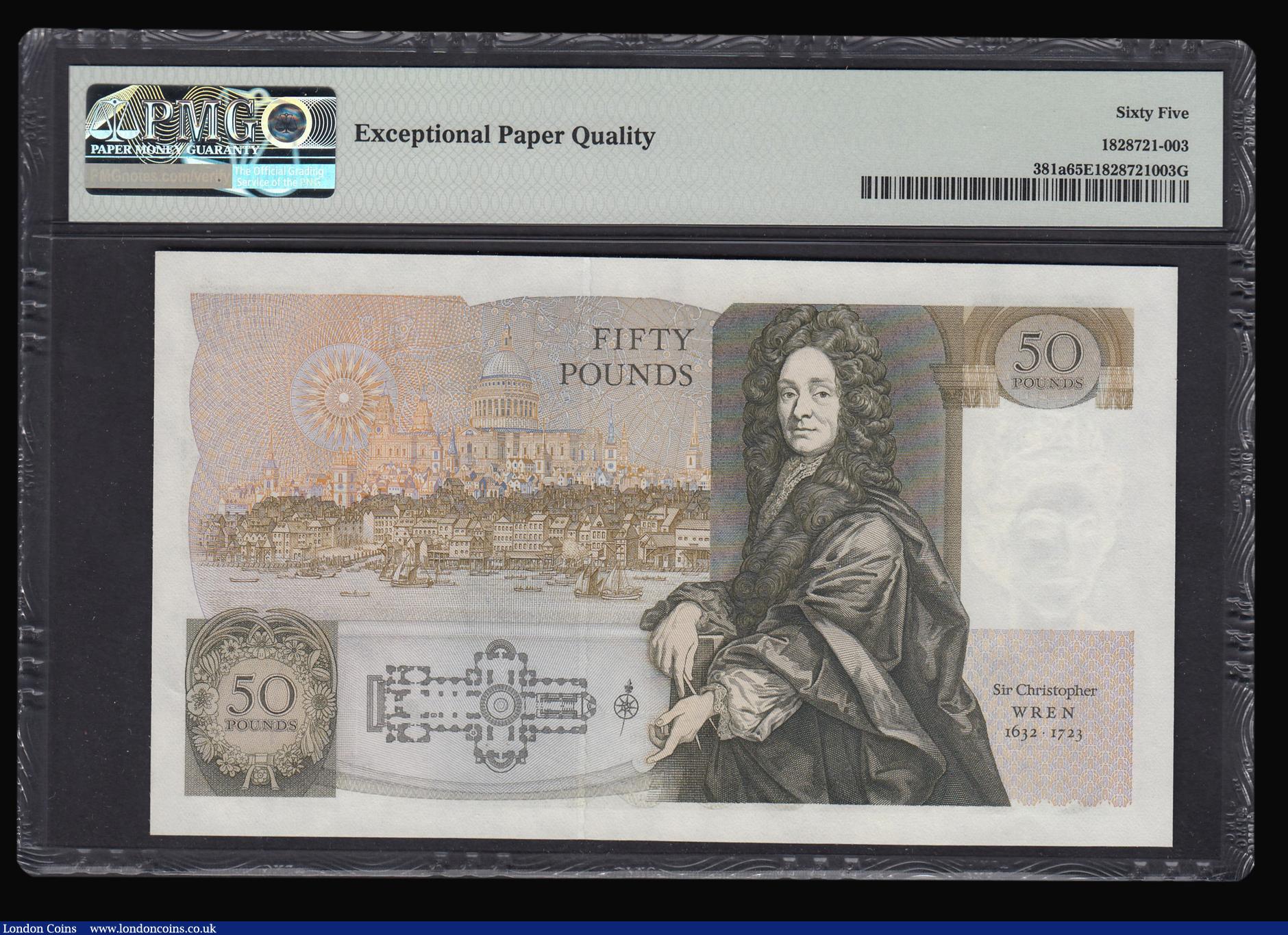 London Coins : A174 : Lot 45 : Fifty pounds Somerset B352 issued 1981 Christopher Wren on reverse,  B10 323117Pick381a, PMG 65 EPQ