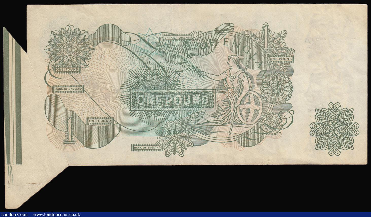 London Coins : A174 : Lot 53 : Error One Pound Page B320 Z63J 174993 large fishtail bottom right GVF 