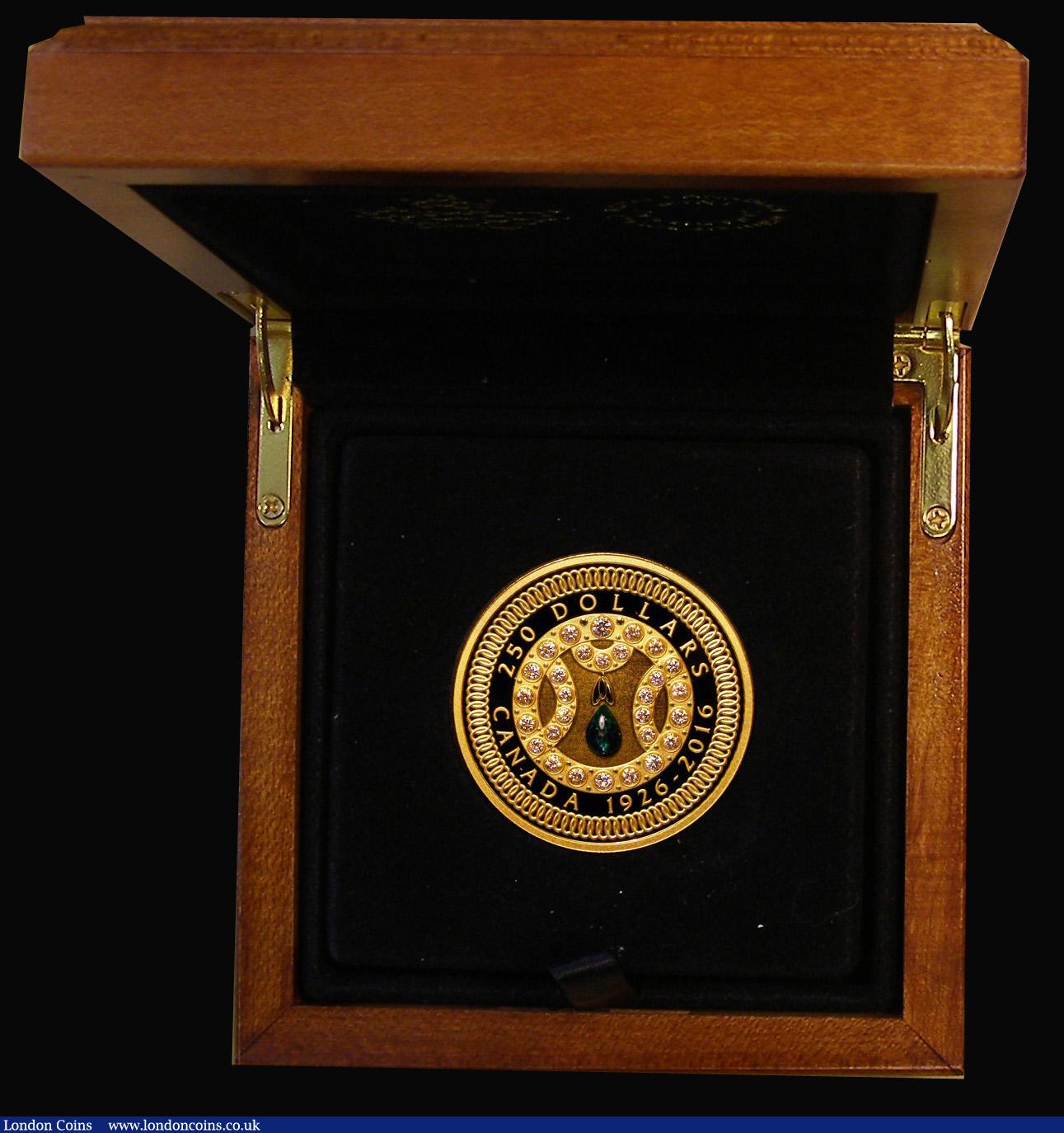 London Coins : A174 : Lot 554 : Canada 250 Dollars 2016 Queen Elizabeth II 90th Birthday .999 Gold Proof 60.08 grammes, with 29 diam...