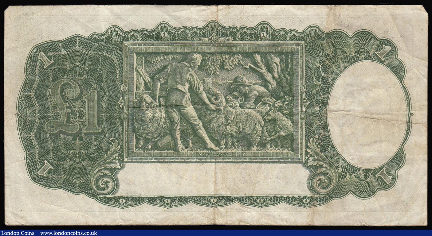 London Coins : A174 : Lot 60 : Australia One Pound undated (1949 issue) Portrait of King George VI at right, black signatures Coomb...