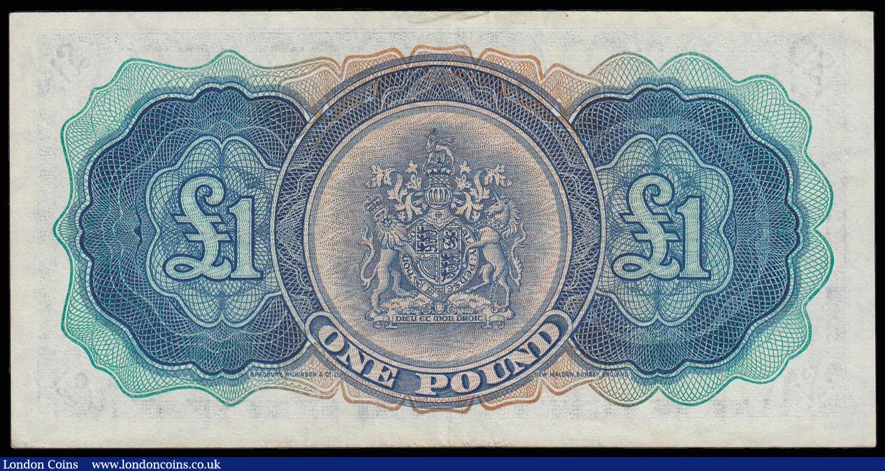London Coins : A174 : Lot 64 : Bermuda £1 dated 1st October 1966 last series Y/2 604029, Blue on multi-coloured underprint. Q...