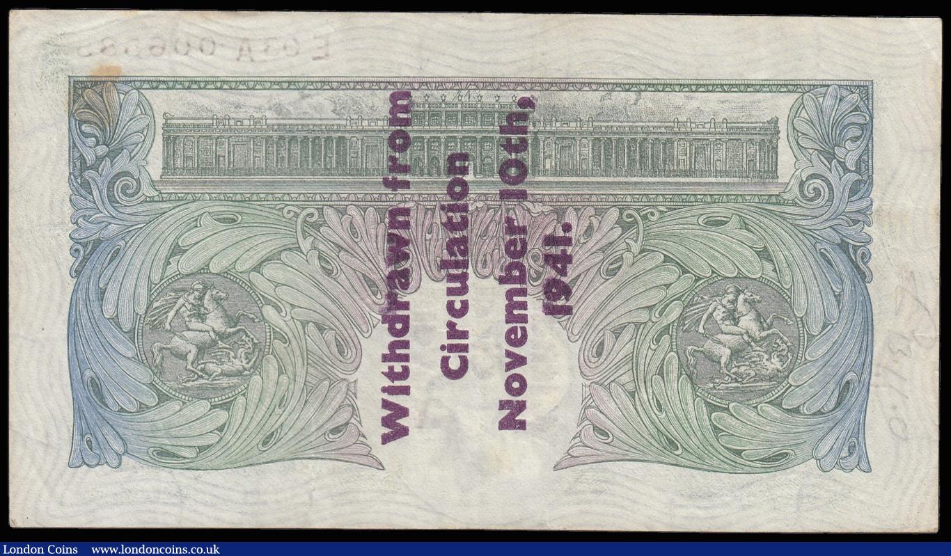 London Coins : A174 : Lot 9 : One pound Peppiatt B239A Guernsey overprint series E03A 006585, "Withdrawn from circulation Nov...